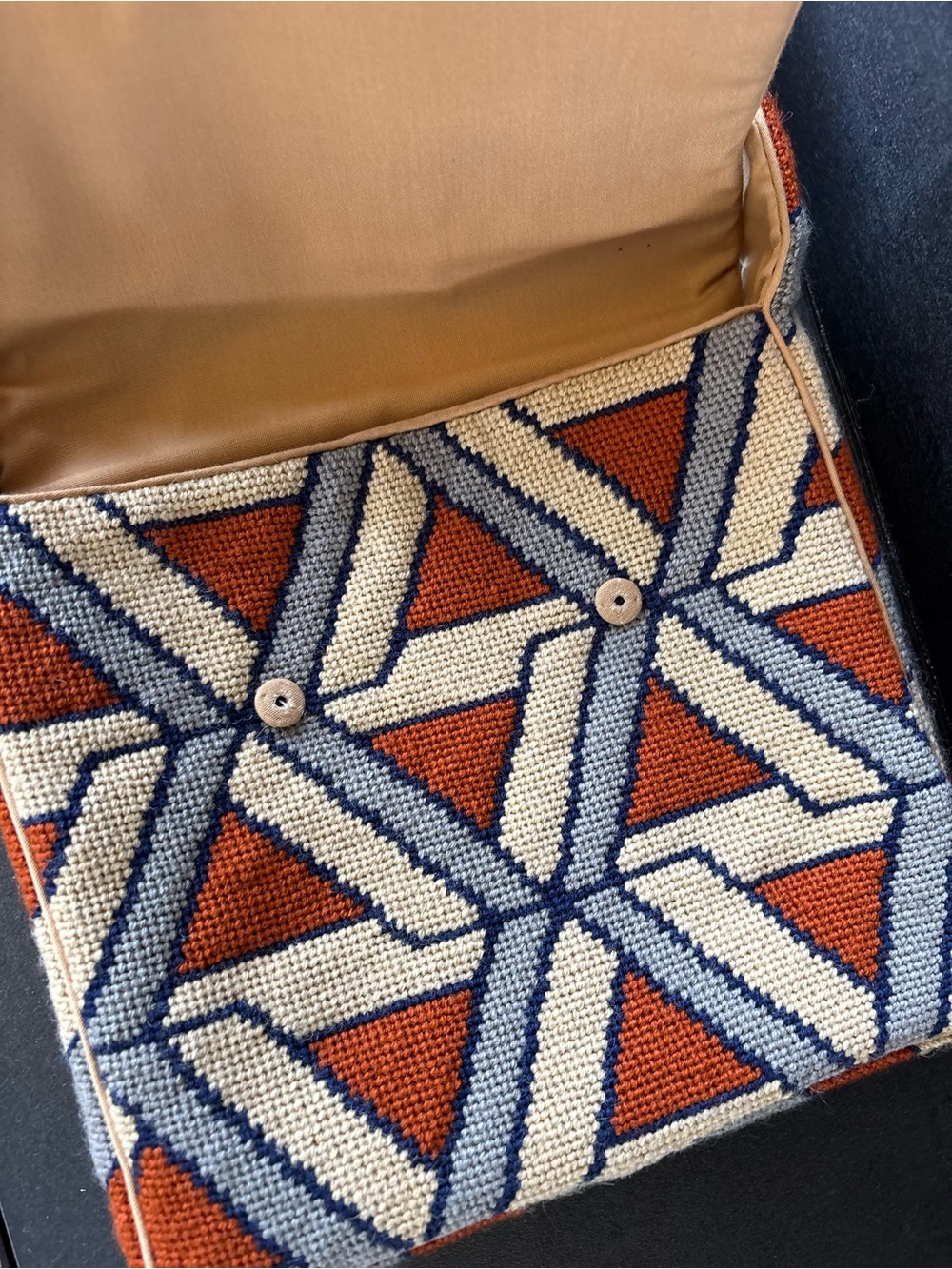Tapestry Shoulder Bag, Classy, Rare, Handmade, Geometric, Autumn, One Of A Kind - Picture 4 of 15